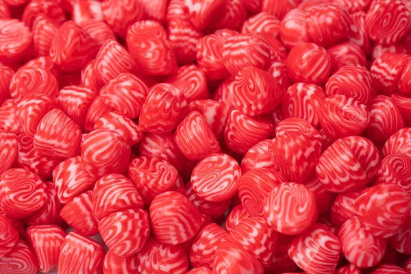 Červené Kulaté Chutné Gumové Bonbóny Jako Pozadí Horní Pohled — Stock fotografie