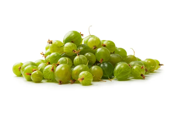 Group Fresh Gooseberries Isolated White Background — 스톡 사진
