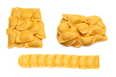 Arka plan olarak çiğ ravioli. Sağlıklı İtalyan yemekleri.. 