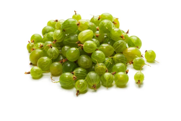 Group Fresh Gooseberries Isolated White Background — стоковое фото