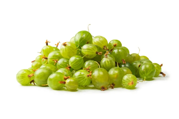 Group Fresh Gooseberries Isolated White Background — стоковое фото