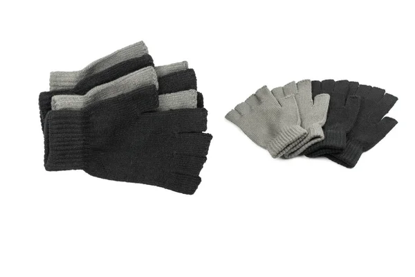 Zwarte Handschoenen Geïsoleerd Een Witte Achtergrond Bovenaanzicht — Stockfoto