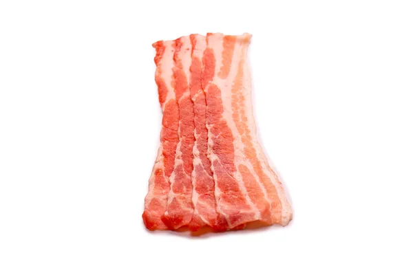 Bacon Mentah Diisolasi Pada Latar Belakang Putih Tampilan Atas — Stok Foto