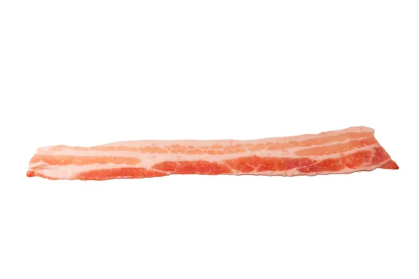 Bacon Mentah Diisolasi Pada Latar Belakang Putih Tampilan Atas — Stok Foto