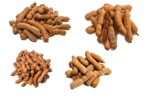 Söt Tamarind Isolerad Vit Bakgrund Ovanifrån — Stockfoto