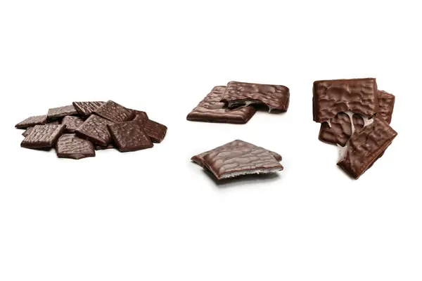 Tmavé Čokoládové Bonbóny Izolované Bílém Pozadí — Stock fotografie