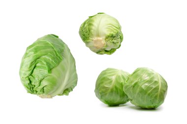 Beyaz arka planda izole edilmiş taze yeşil lahana. 
