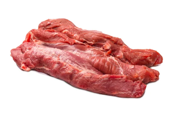 Raw Pork Tenderloin Isolated White Background Fresh Meat — Stockfoto