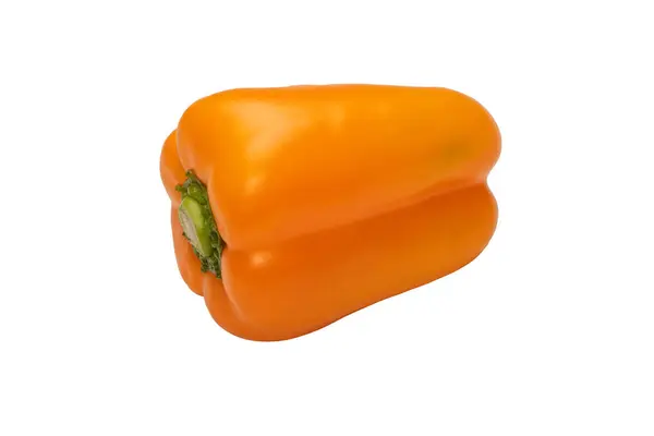 Orange Bell Pepper Isolated White Background Top View Copy Space — Stok Foto