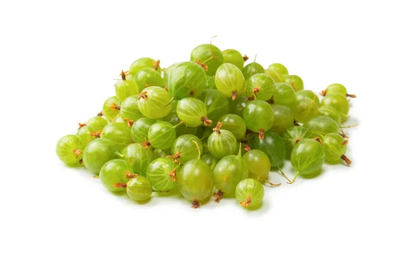 Group Fresh Gooseberries Isolated White Background — 스톡 사진