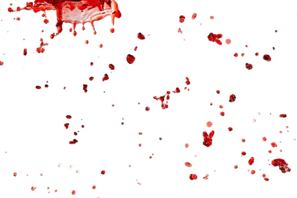 Rode Spatten Geïsoleerd Witte Achtergrond — Stockfoto