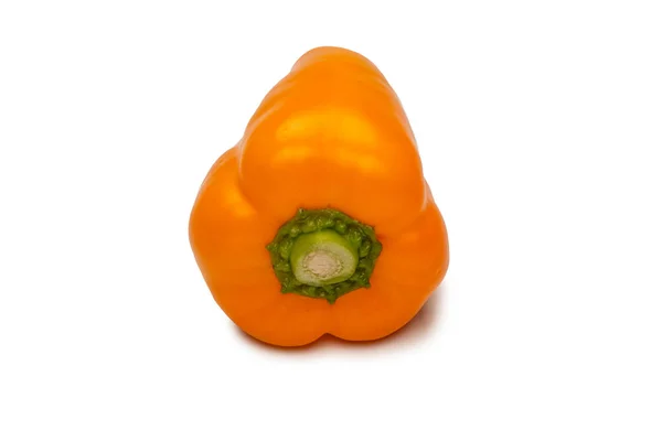 Orange Bell Pepper Isolated White Background Top View Copy Space — Stok fotoğraf