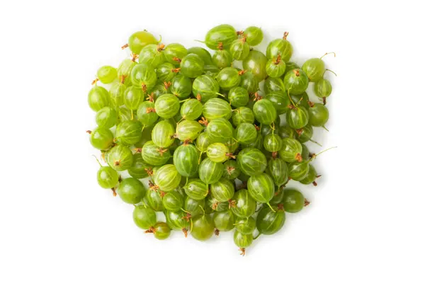 Group Fresh Gooseberries Isolated White Background — 스톡 사진