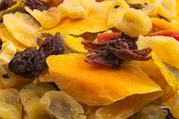 Mix Dried Exotic Fruit Mangos Slices Pineapples Passion Fruit Papaya — Zdjęcie stockowe