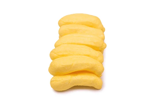 Yellow Banana Marshmallow Candy Isolated White Background — Fotografie, imagine de stoc