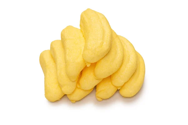 Yellow Banana Marshmallow Candy Isolated White Background — Foto de Stock