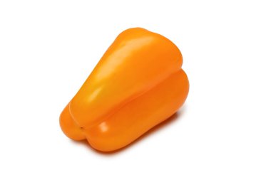 Orange bell pepper isolated on a white background. Top view.  Copy space.