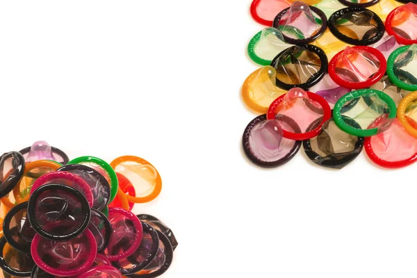 Kolorowe Kondomy Tle Widok Góry — Zdjęcie stockowe