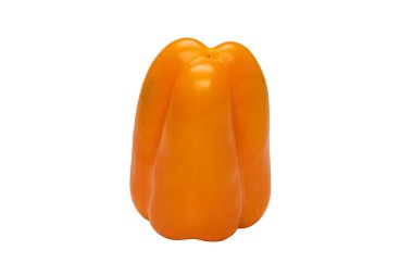 Orange bell pepper isolated on a white background. Top view.  Copy space.