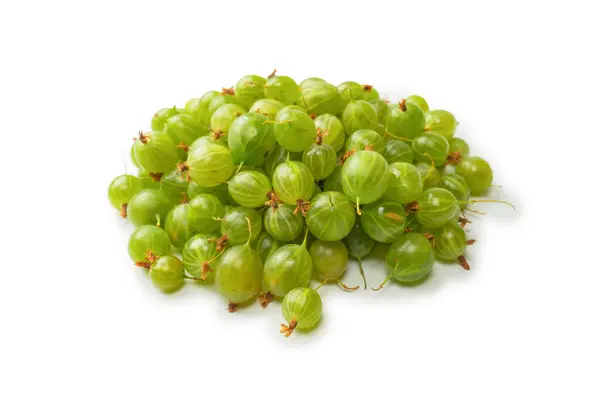 Group Fresh Gooseberries Isolated White Background — 스톡 사진