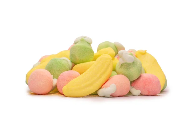 Mix Jelly Colorful Candys Marshmallows Isolated White Background — Fotografia de Stock