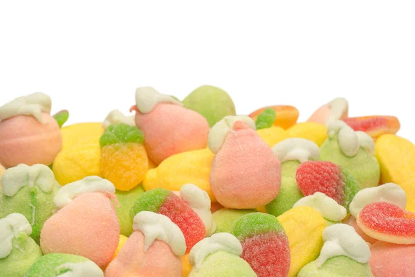 Mix Jelly Colorful Candys Marshmallows Isolated White Background — 스톡 사진