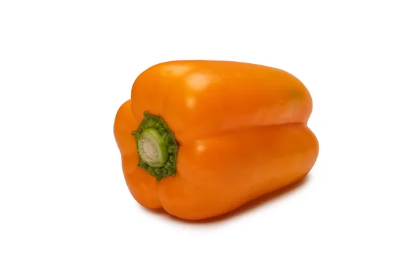 Orange Bell Pepper Isolated White Background Top View Copy Space — Stockfoto