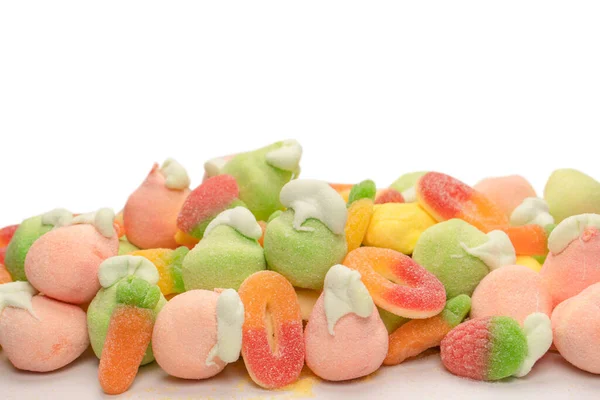 Mix Jelly Colorful Candys Marshmallows Isolated White Background — 图库照片