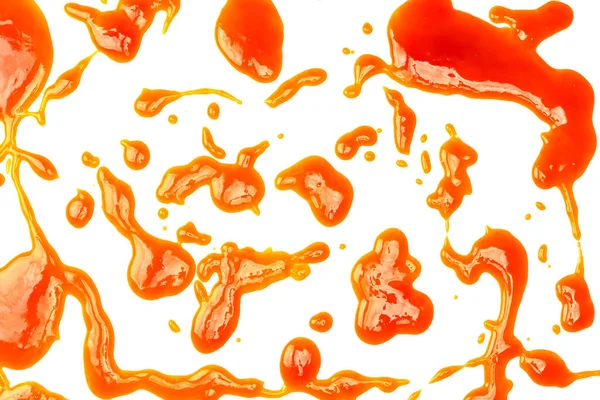Arka Planda Izole Edilmiş Portakal Sosu Sıçraması Üst Görünüm — Stok fotoğraf