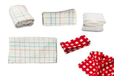 Beyaz peçete beyaz arka planda izole edilmiş. Boşluğu kopyala. 