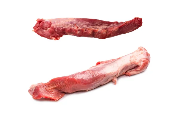 Raw Pork Tenderloin Isolated White Background Fresh Meat — 스톡 사진