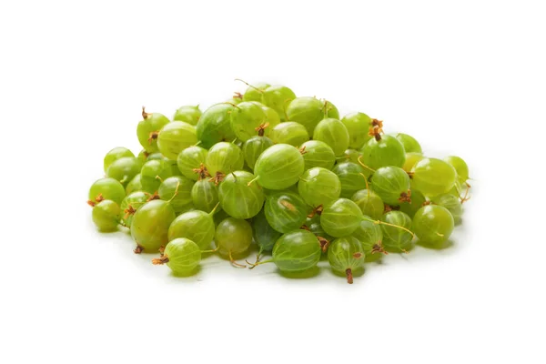 Group Fresh Gooseberries Isolated White Background — 스톡 사진