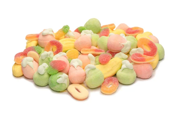 Mix Jelly Colorful Candys Marshmallows Isolated White Background — Fotografia de Stock