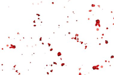 Beyaz arkaplanda kırmızı sıçramalar. 