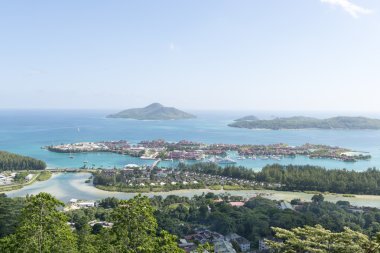 seychelles Adaları ve lüks sahil havadan görünümü eden victoria bakış açısıyla, mahe Island