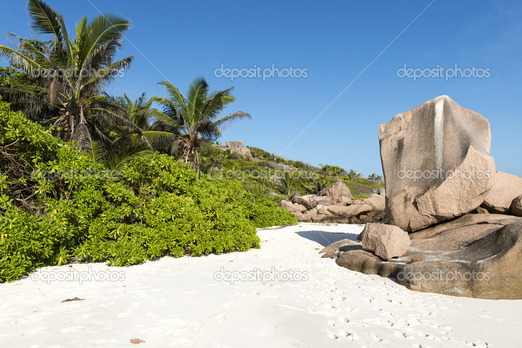 Seychelles islands with unique granite rocks