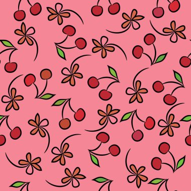 kiraz ve çiçekler ile sorunsuz arka plan