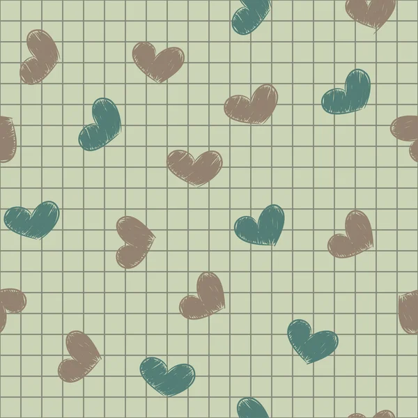 Sans soudure avec encre peints coeurs sur une feuille de bloc-notes. — Image vectorielle