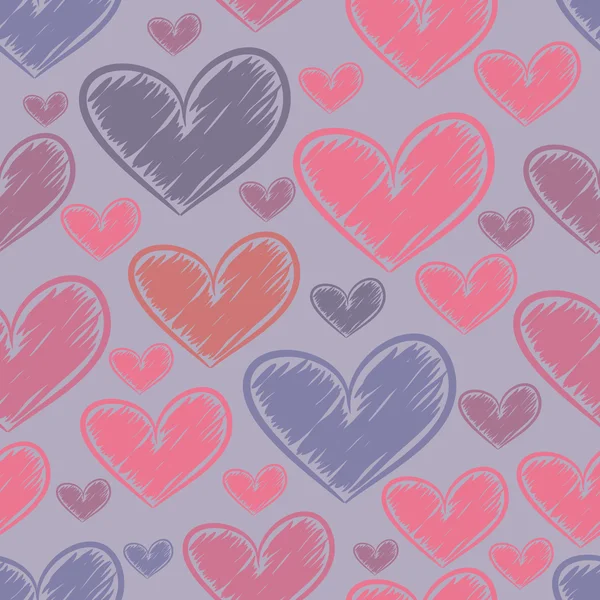 Seamless pattern with sketch hearts — Stock Vector