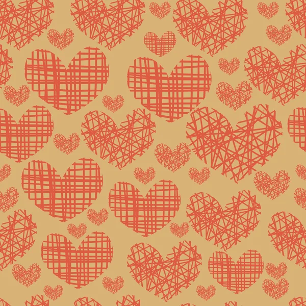 Seamless pattern with embroidery of hearts — Stock Vector