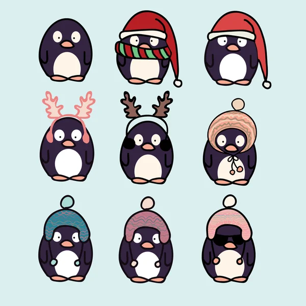 Pingviner cartoon set — Stock vektor