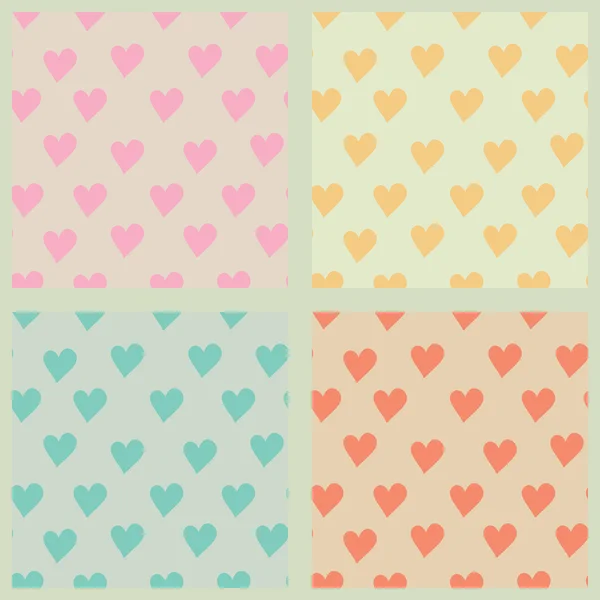 Set of hearts seamless patterns — Stock Vector