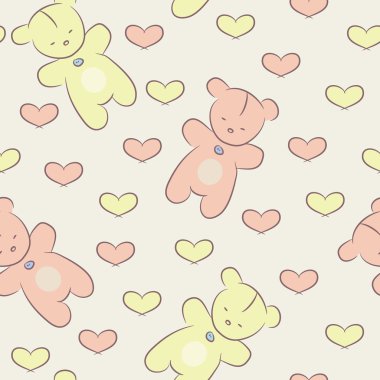 oyuncak ayılar ve kalpleri ile Seamless Modeli.