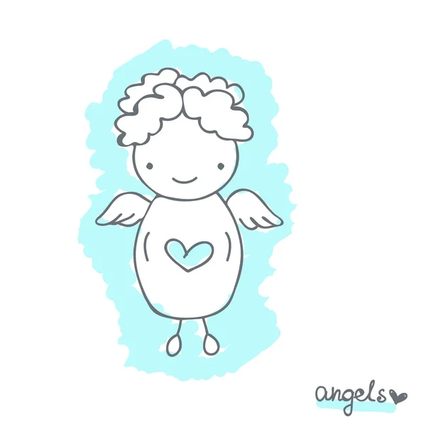 Sketch with cute angel — Stock Vector