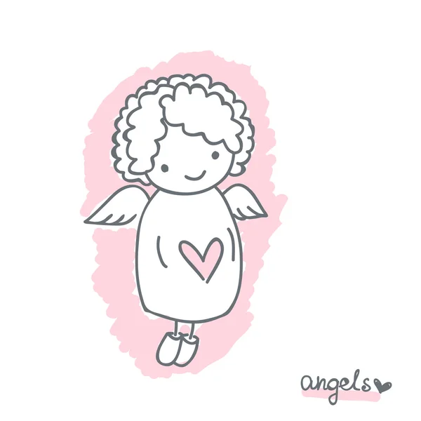 Croquis avec ange mignon — Vector de stock