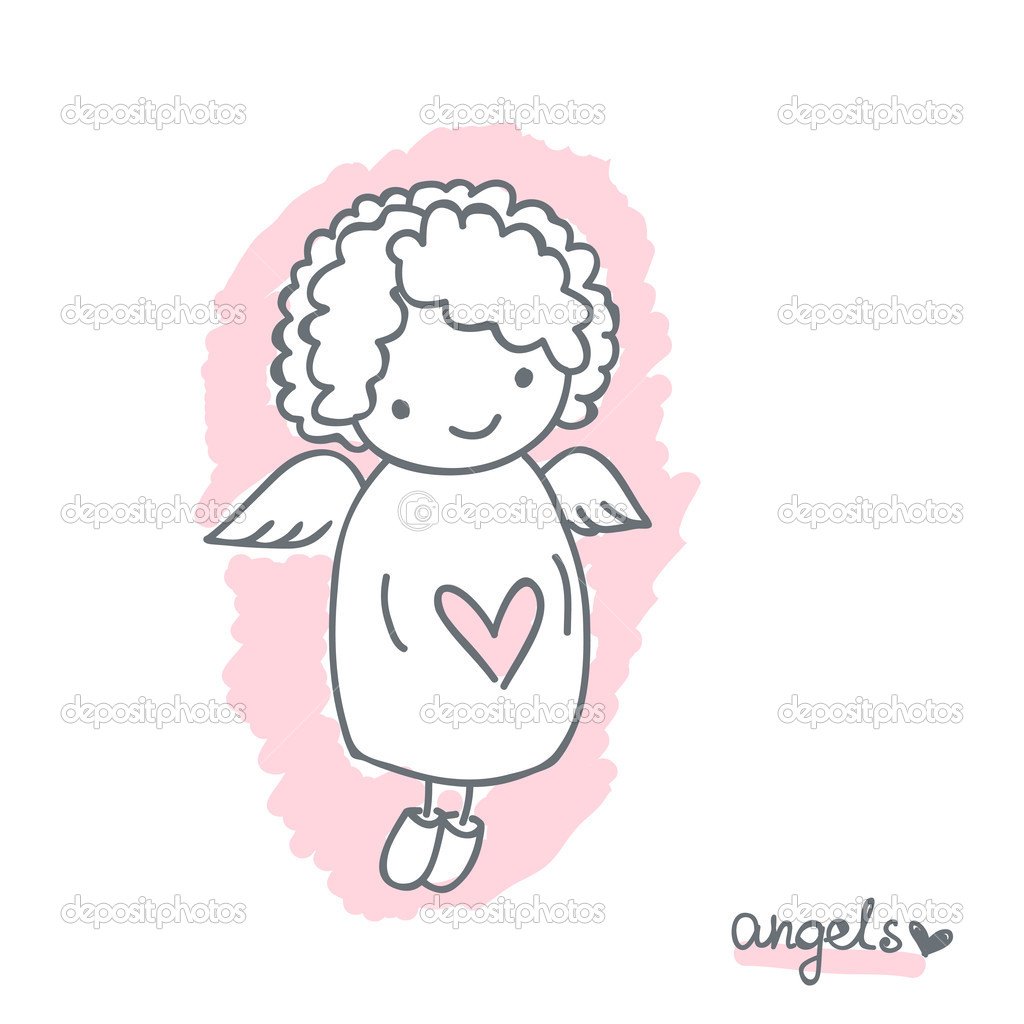 Sketch with cute angel Stock Vector Image by ©homobibens #48475153
