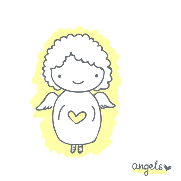 Croquis avec ange mignon — Vector de stock