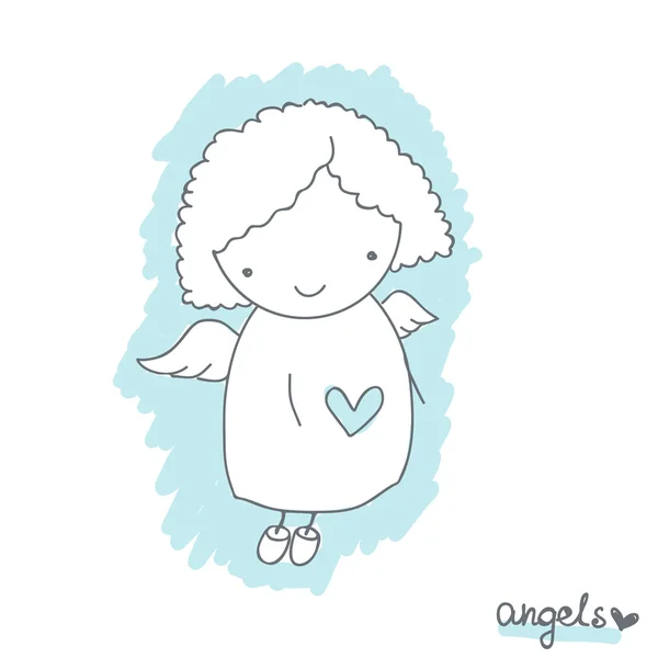 Croquis avec ange mignon — Vector de stock