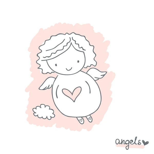 Croquis avec ange mignon — Vector de stock