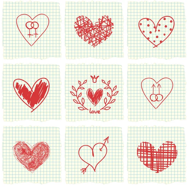 Hand drawn hearts — Stock Vector